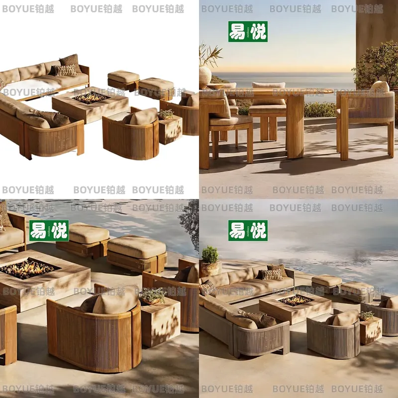 Outdoor Furniture Teak - Ensemble de canapés d'extérieur en rotin,