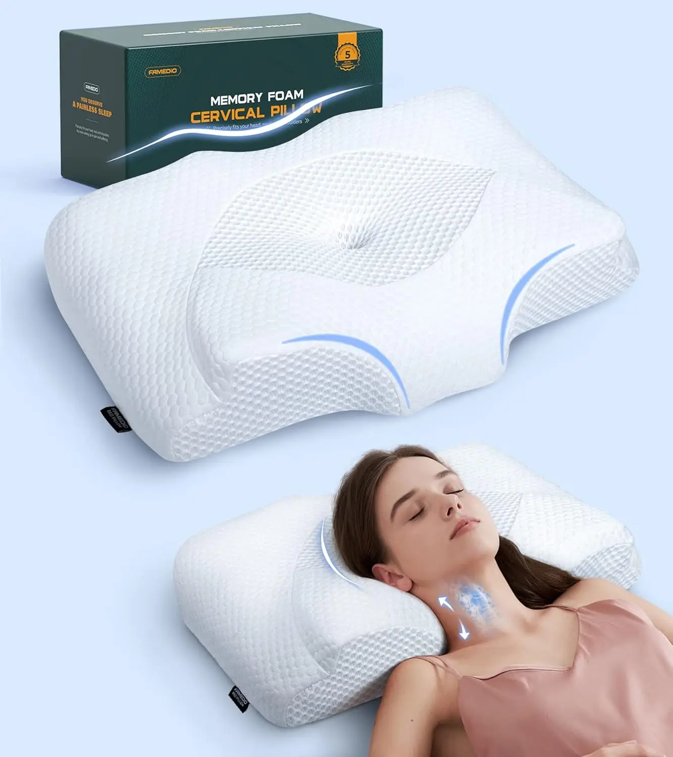 Outdoor Furniture Plus - Oreiller cervical réglable, orthopédique sans odeur,